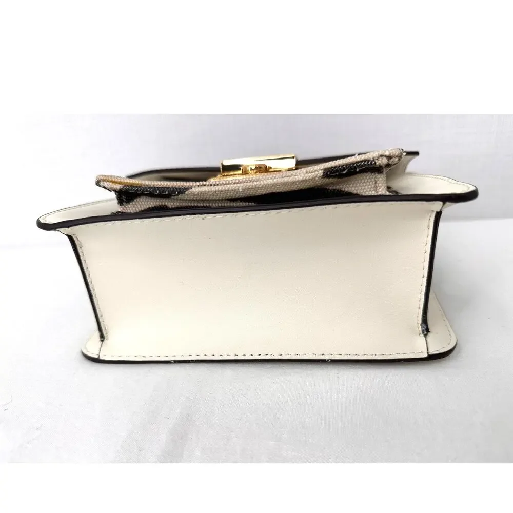 Lauren Ralph Lauren Canvas Mini Beckett Satchel Zebra Chestnut LRL Lock